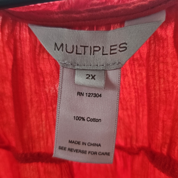 Multiples Red Ruffled Top - Picture 4 of 5